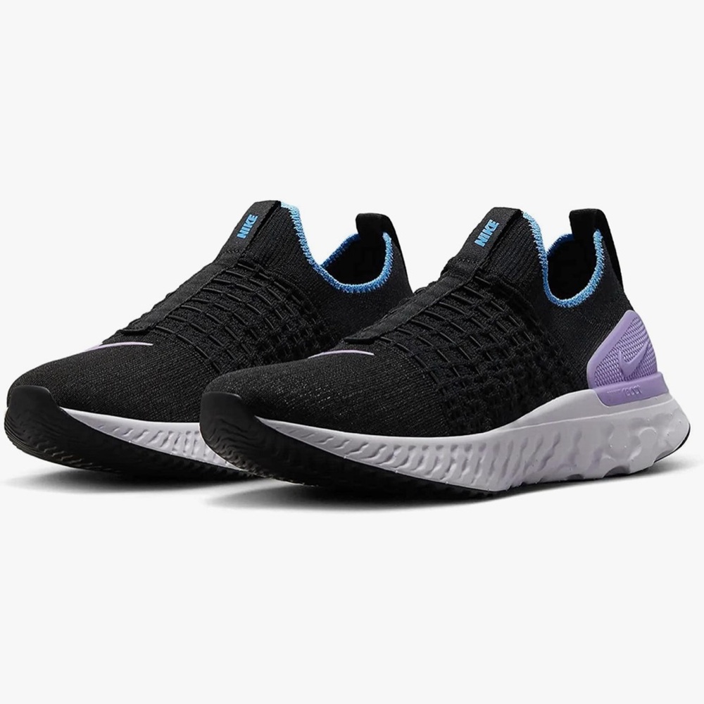 Nike Black and Purple Athletic Slip On Sneakers